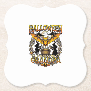 Halloween-Wünsche Opa Fledermaus Hexen-Kessel_1 Untersetzer