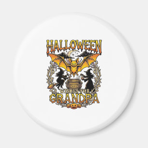 Halloween-Wünsche Opa Fledermaus Hexenkessel_1 Magnet