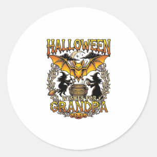 Halloween-Wünsche Opa Fledermaus Hexenkessel_1 Runder Aufkleber
