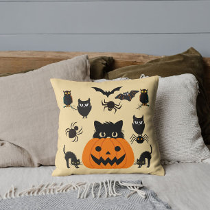Halloween-Wurfkissen schwarze Katze gruselig süß b Kissen