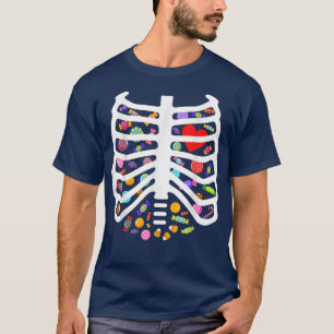 Halloween XRay Skeleton Rib Käfig Herz Candy Kinde T-Shirt