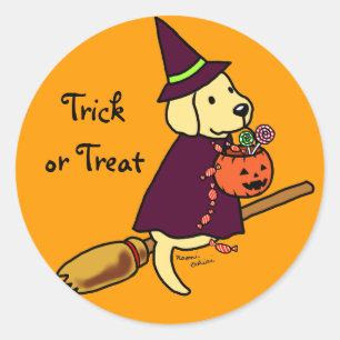 Halloween Yellow Labrador Cartoon 1 Runder Aufkleber