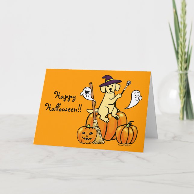 Halloween Yellow Labrador Cartoon 2 Karte (Vorderseite)