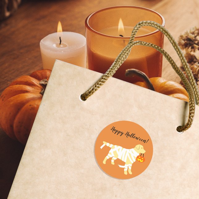 Halloween Yellow Labrador Mummy Stickers (Halloween Yellow Labrador Mummy Stickers for Labrador Owners.  Funny Dog Design.  Personalized.)