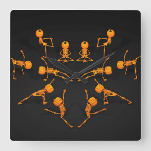 Halloween-Yoga-Klasse Quadratische Wanduhr