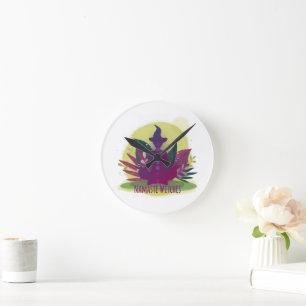 Halloween Yoga Namaste Hexen Runde Wanduhr