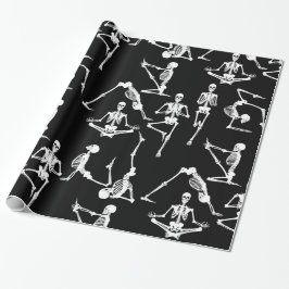 Halloween yoga skeletts schwarz geschenkpapier
