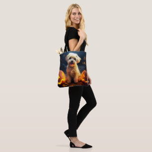 Halloween Yorkipoo mit Pumpkins Beängstigend Tasche