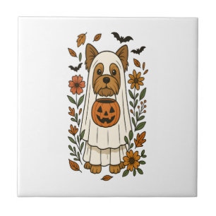 Halloween Yorkshire Terrier Blumen Halloween Fliese