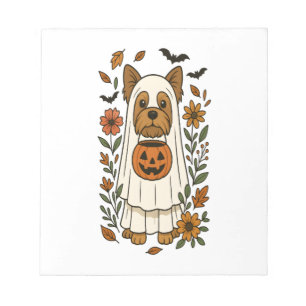 Halloween Yorkshire Terrier Blumen Halloween Notizblock