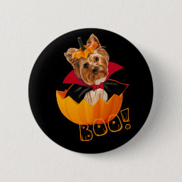 Halloween Yorkshire Terrier-Hundekürbis Button