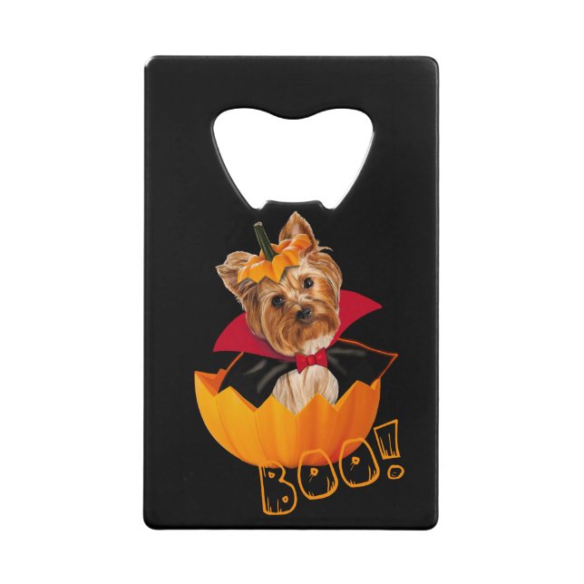 Halloween Yorkshire Terrier-Hundekürbis Geldbeutel Flaschenöffner (Vorderseite)