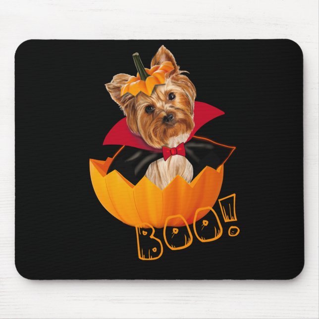 Halloween Yorkshire Terrier Kürbis Mousepad (Vorne)