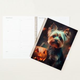 Halloween Yorkshire Terrier mit Pumpkins Beängstig Planer