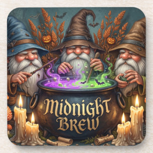 Halloween-Zauberer-Gnome-Mitternachtsbrau-Kessel Getränkeuntersetzer