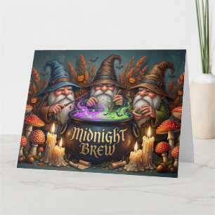 Halloween-Zauberer-Gnome-Mitternachtsbrau-Kessel Karte