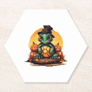 Halloween-Zauberturtle mit Hut im Herbst Untersetzer