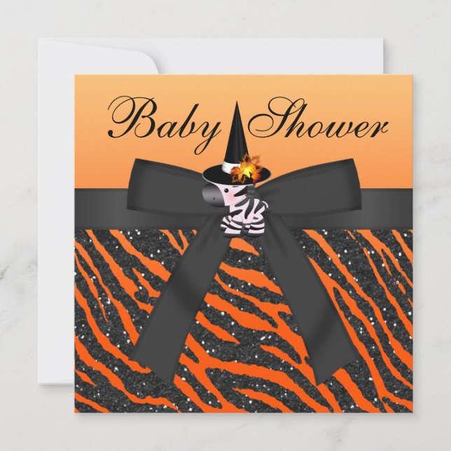 Halloween Zebra & Animal Print Baby Dusche Einladung (Vorderseite)