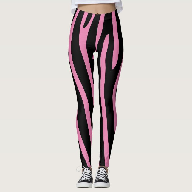 Halloween Zebra Streifen Black & Pink Leggings (Vorderseite)