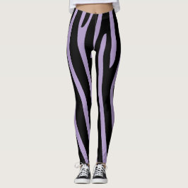 Halloween Zebra Stripes Black & Lavender Leggings