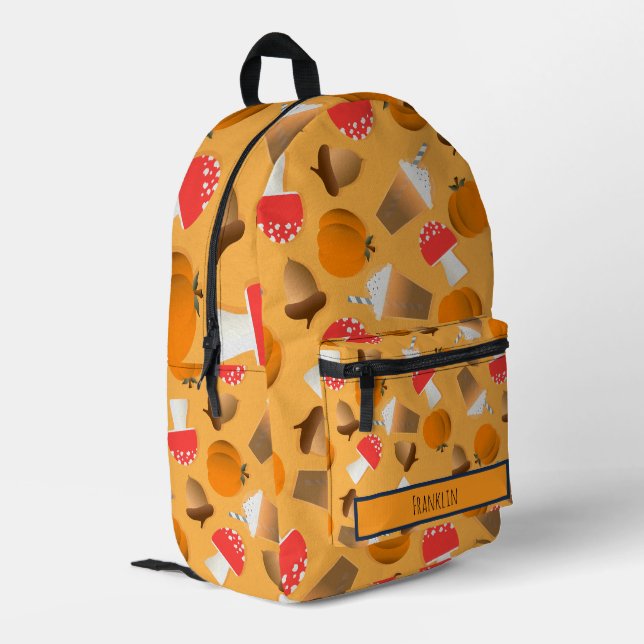 Halloween Zeichnend Individuelle Name Bedruckter Rucksack (Rückseitige Ecke links)