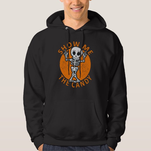 Halloween Zeige mir das Candy Skelett Hoodie (Vorderseite)