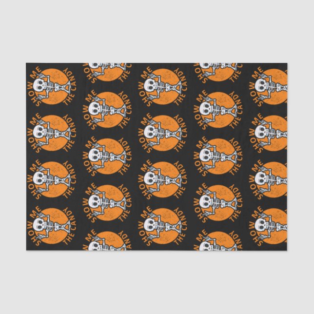 Halloween Zeige mir das Candy Skelett Seidenpapier (Vorderseite)