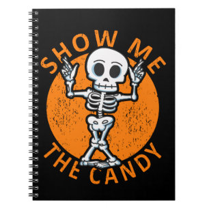 Halloween Zeige mir die Bonbonskelette Notizblock