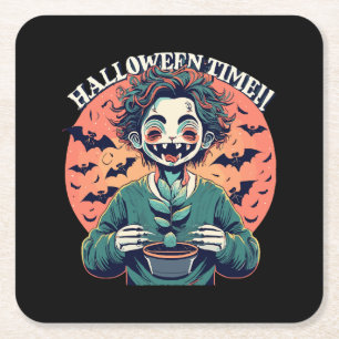 Halloween-Zeit, aber eigentlich glückliche Zeit! Rechteckiger Pappuntersetzer