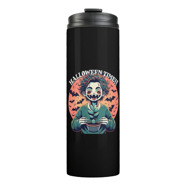 Halloween Zeit, aber seine wirklich glückliche Zei Thermosbecher (Vorderseite)