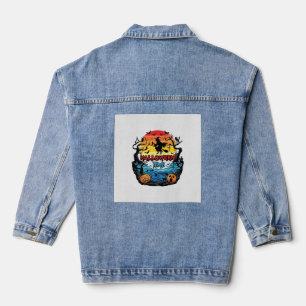 Halloween-Zeit Hexe Kürbisse Fledermäuse Sonnenunt Jeansjacke