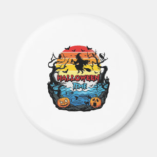 Halloween Zeit Hexen Kürbisse Fledermäuse Sonnenun Magnet