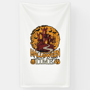Halloween-Zeit Spukhaus Vollmond Kürbisse Banner
