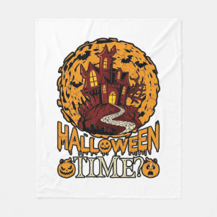 Halloween-Zeit Spukhaus Vollmond Kürbisse Fleecedecke