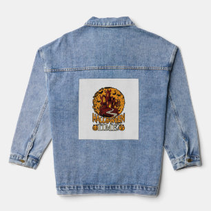 Halloween-Zeit Spukhaus Vollmond Kürbisse Jeansjacke