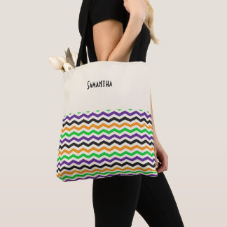 Halloween Zickzack Green Lila Black Orange Name Tasche