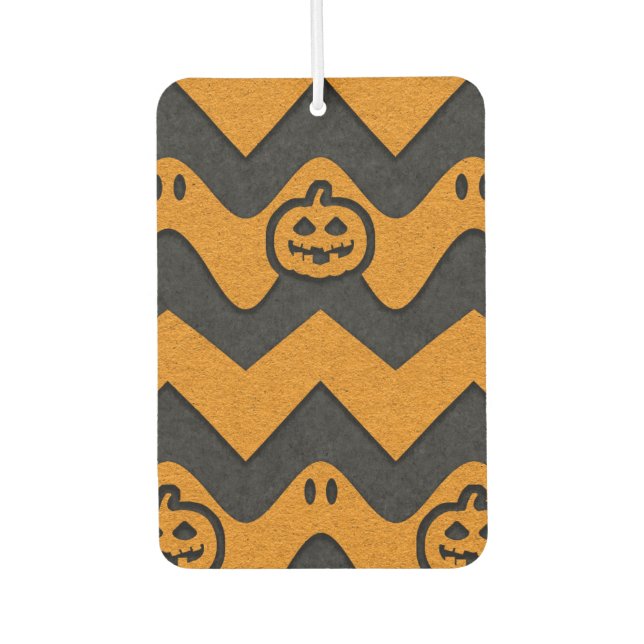 Halloween-Zickzack Muster mit Geistern und Kürbisk Autolufterfrischer (Vorderseite)