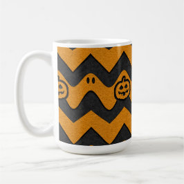 Halloween-Zickzack Muster mit Geistern und Kürbisk Kaffeetasse
