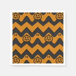 Halloween-Zickzack Muster mit Geistern und Kürbisk Serviette