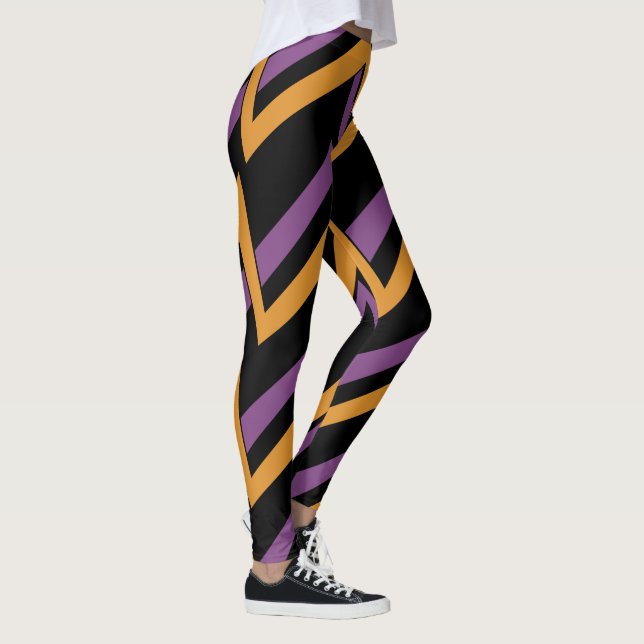 Halloween Zig Zags Orange Lila Leggings (Rechts)