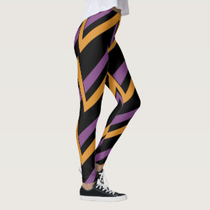 Halloween Zig Zags Orange Purple Leggings