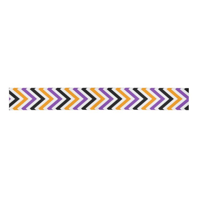 Halloween Zigzag - feines saisonales Muster Ripsband (Vorderseite)