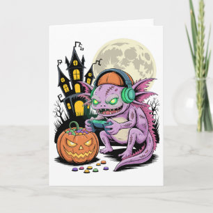 Halloween Zombie Axolotl Gamer Verlassenes Schloss Karte