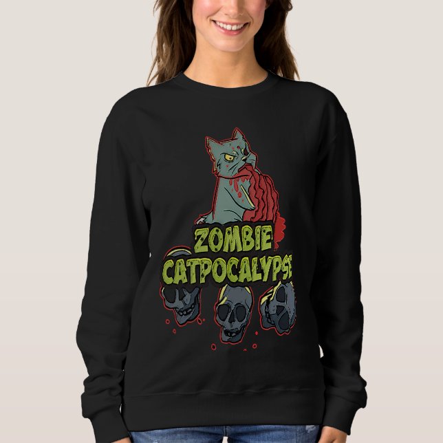 Halloween Zombie Cat Apocalypse  Kitty  Party Sweatshirt (Vorderseite)