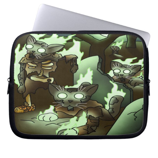 Halloween Zombie Cats Laptopschutzhülle (Vorderseite)