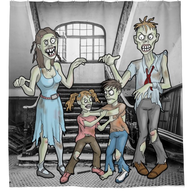 Halloween Zombie Family Duschvorhang (Vorderseite)