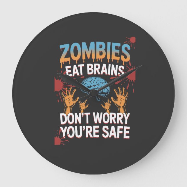 Halloween Zombie Große Wanduhr (Vorderseite)