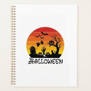 Halloween Zombie Hand Grabstein Baum Schwarze Katz Planer