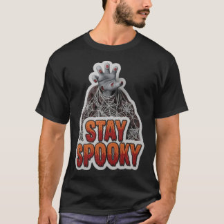 Halloween Zombie-Hand Spinnennetze und Bleib Gruse T-Shirt