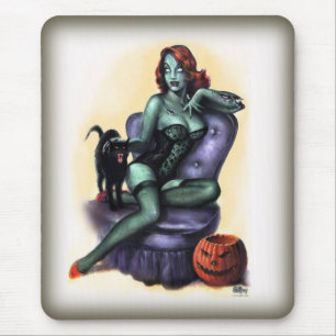 Halloween-Zombie-Mädchen-Button oben Mousepad